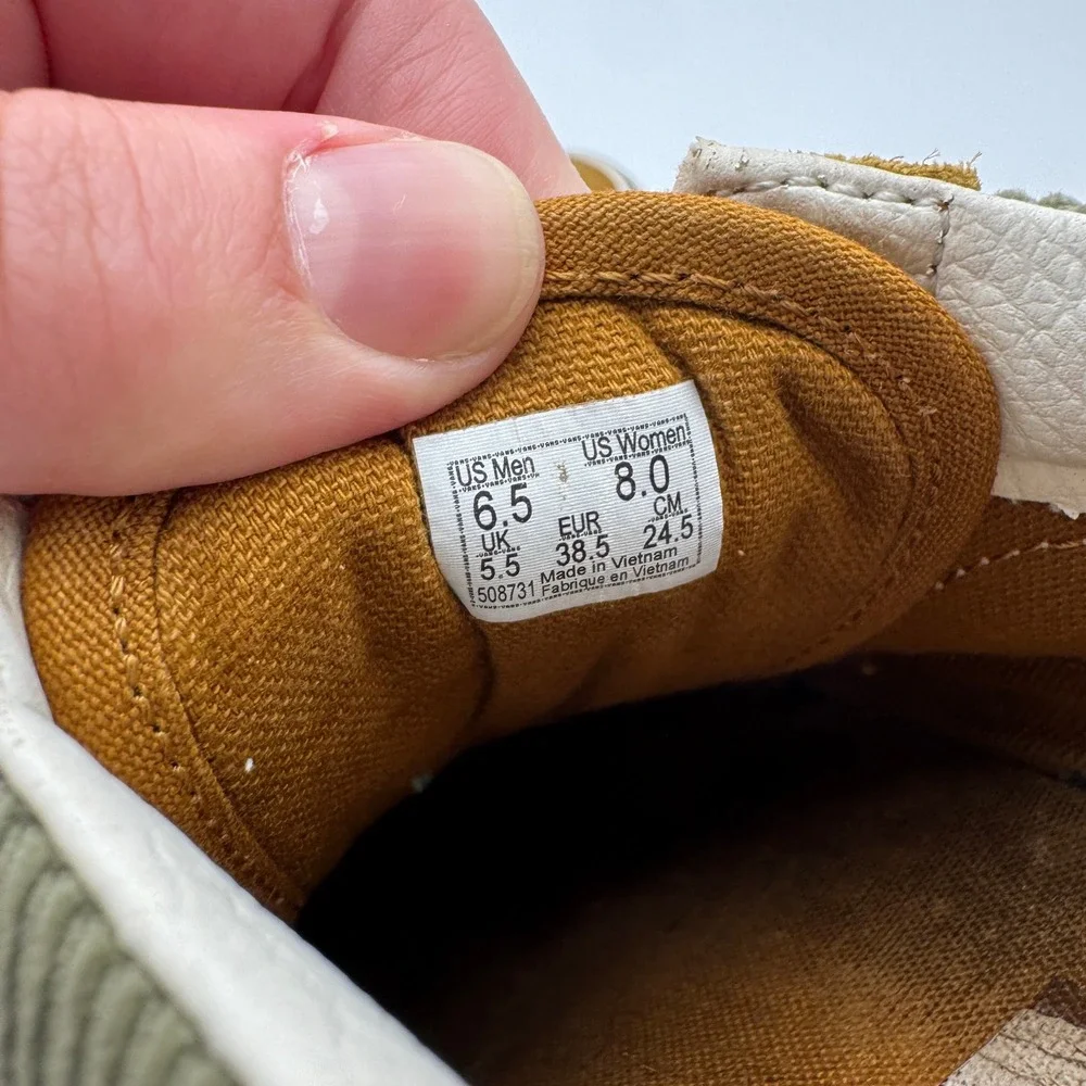 Vans Old Skool Corduroy Suede Sneakers Olive Green Mustard Yellow W8 M6.5